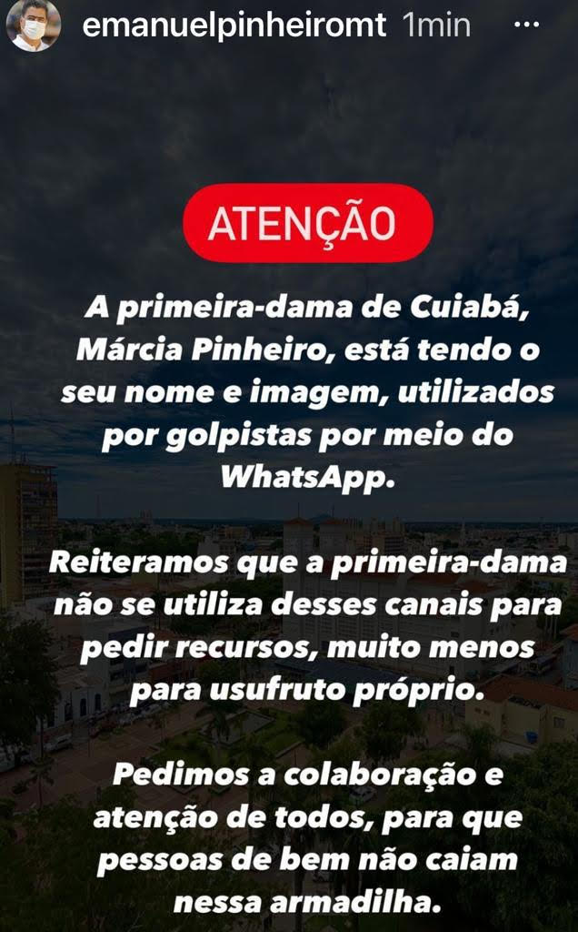 1ª DAMA DE CUIABÁ - COMUNICADO SOBRE GOLPE