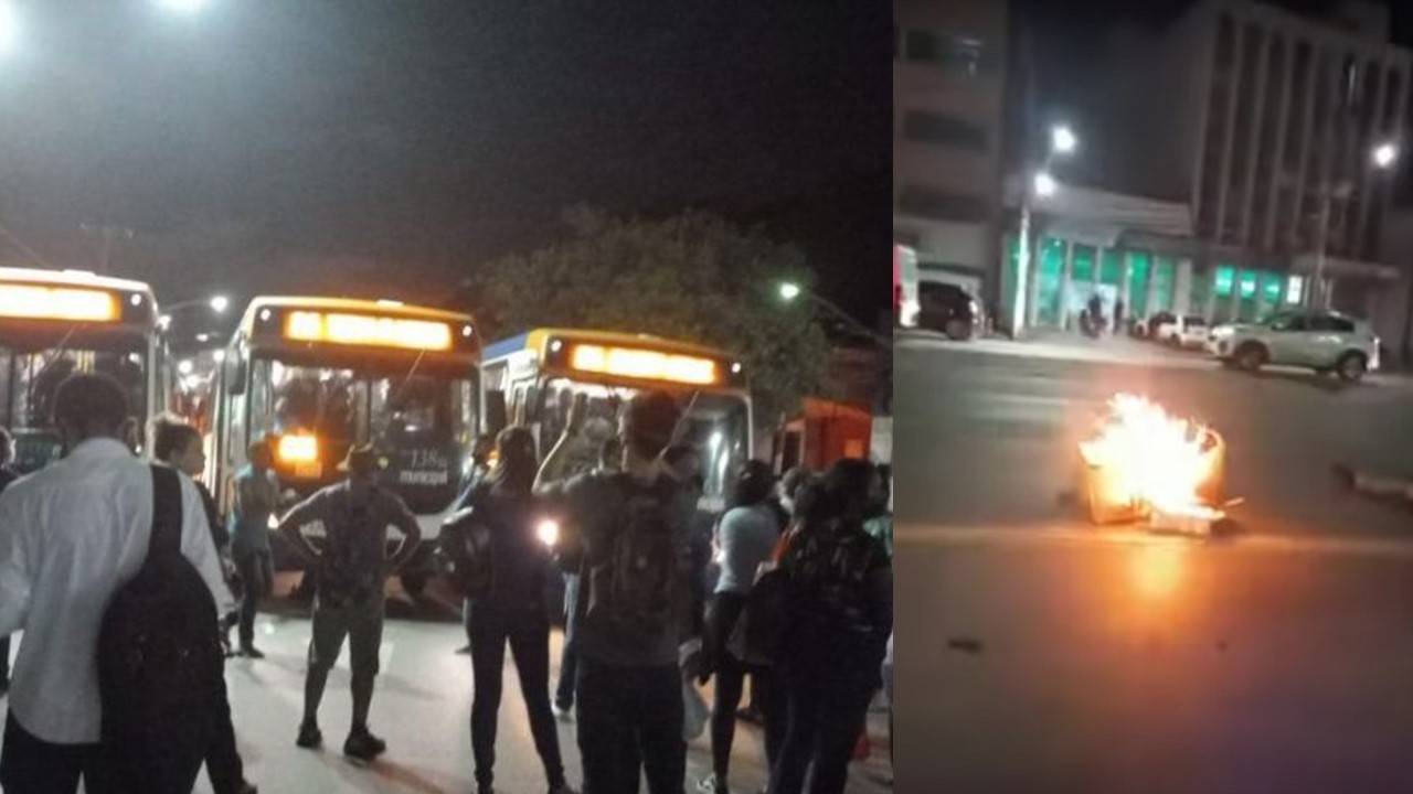 Avenida da Prainha é bloqueada em protesto contra a falta de ônibus